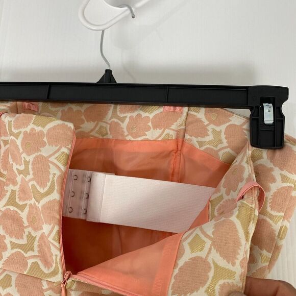 Merona Dress Size 6 Strapless Metallic Gold Peach Lined Built-In Bra Strap Party - Picture 13 of 16